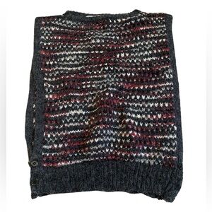Vintage Ms. Sheryl Fair Isle Sweater L | Gray Red White Knit Pullover Chunky 80s